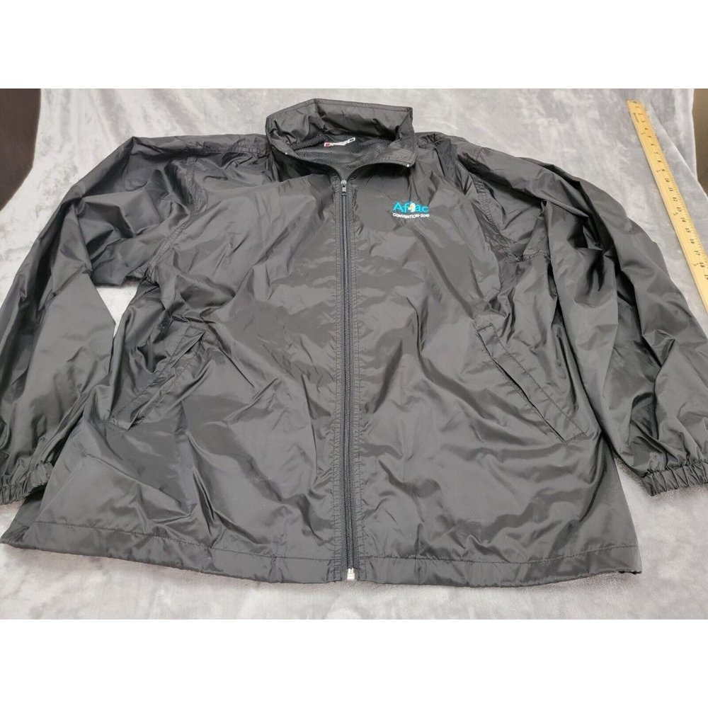 Men's Clique Embroidered Aflac Logo Black Windbreaker hooded Jacket XL